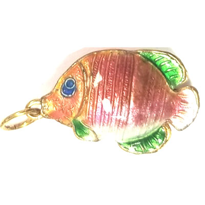 ENAMEL FISH 17X28MM PINK